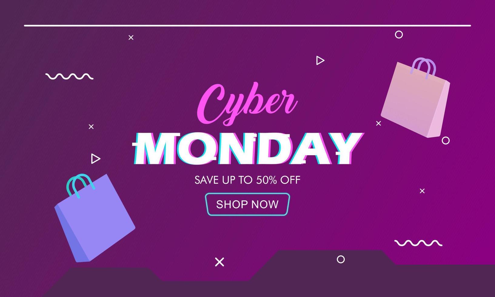 Cyber monday sale concept banner vector illustration for your projects