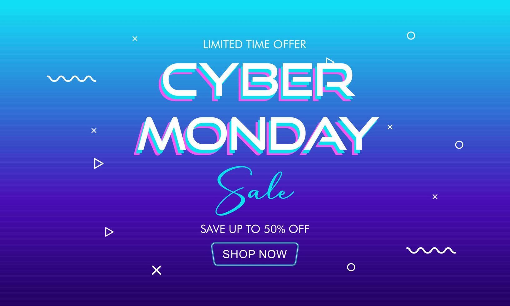 Cyber monday sale concept banner vector illustration for your projects