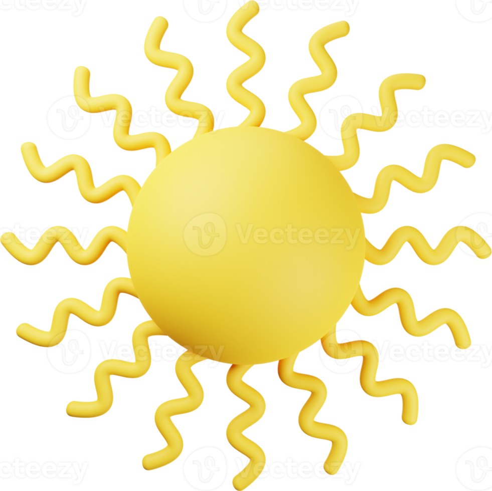 Yellow Sun 3D Illustration png