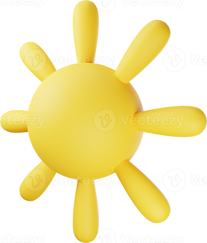 Yellow Sun 3D Illustration png