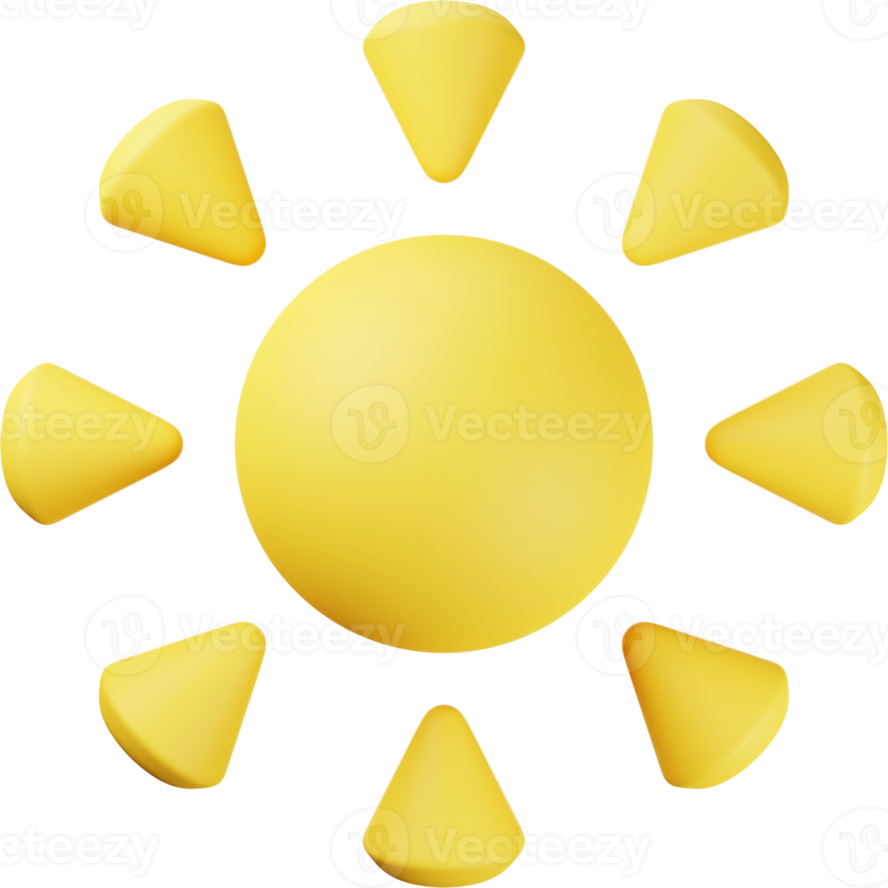 Yellow Sun 3D Illustration png