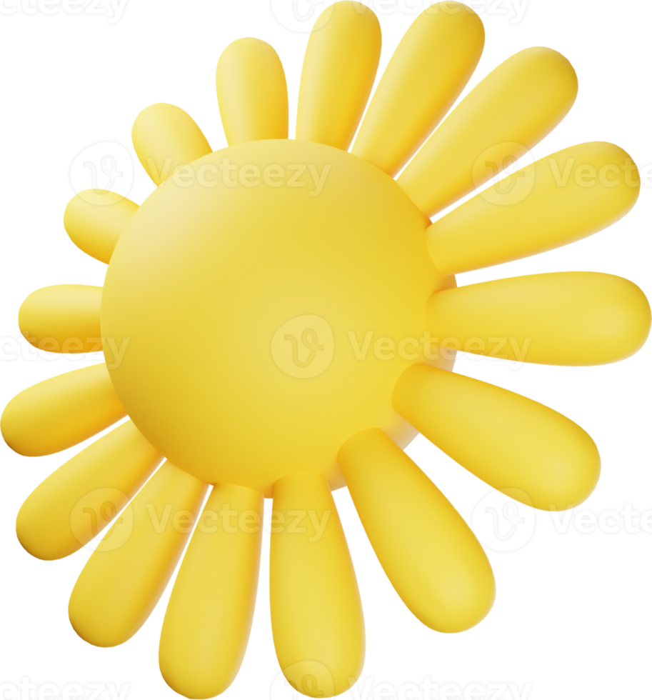 ilustração 3d de sol amarelo png