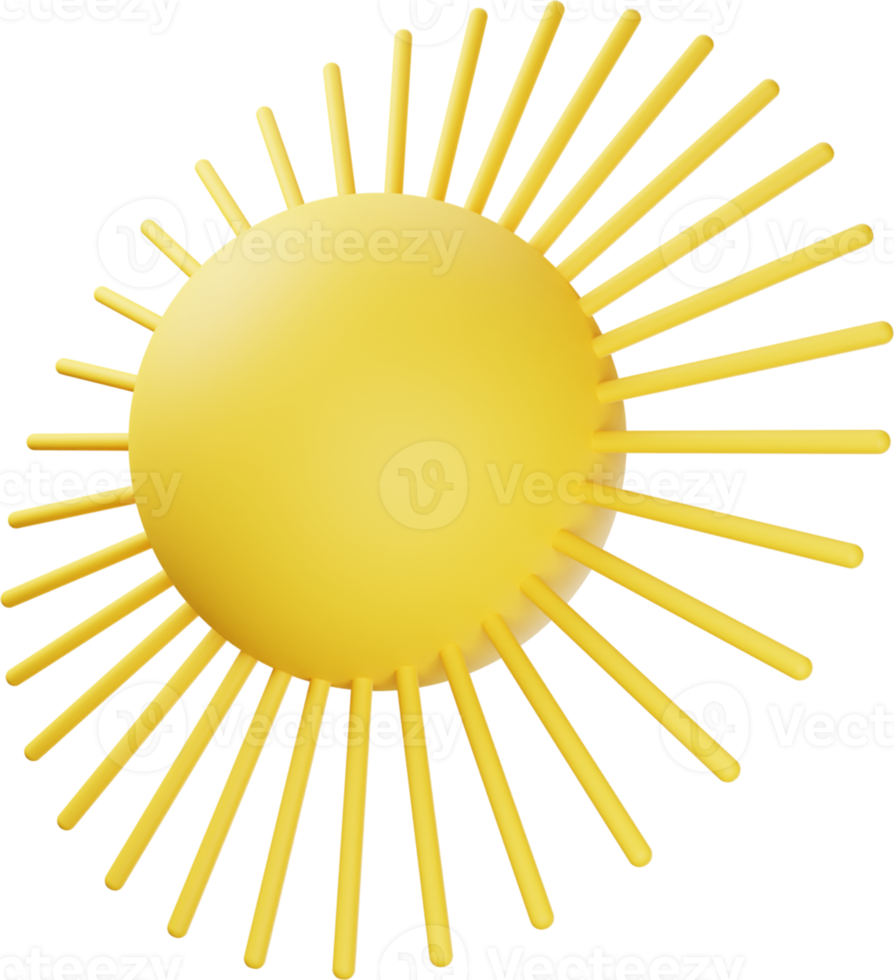 Yellow Sun 3D Illustration png