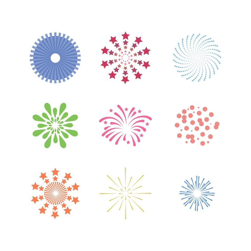 Colorful Set of Fireworks vector