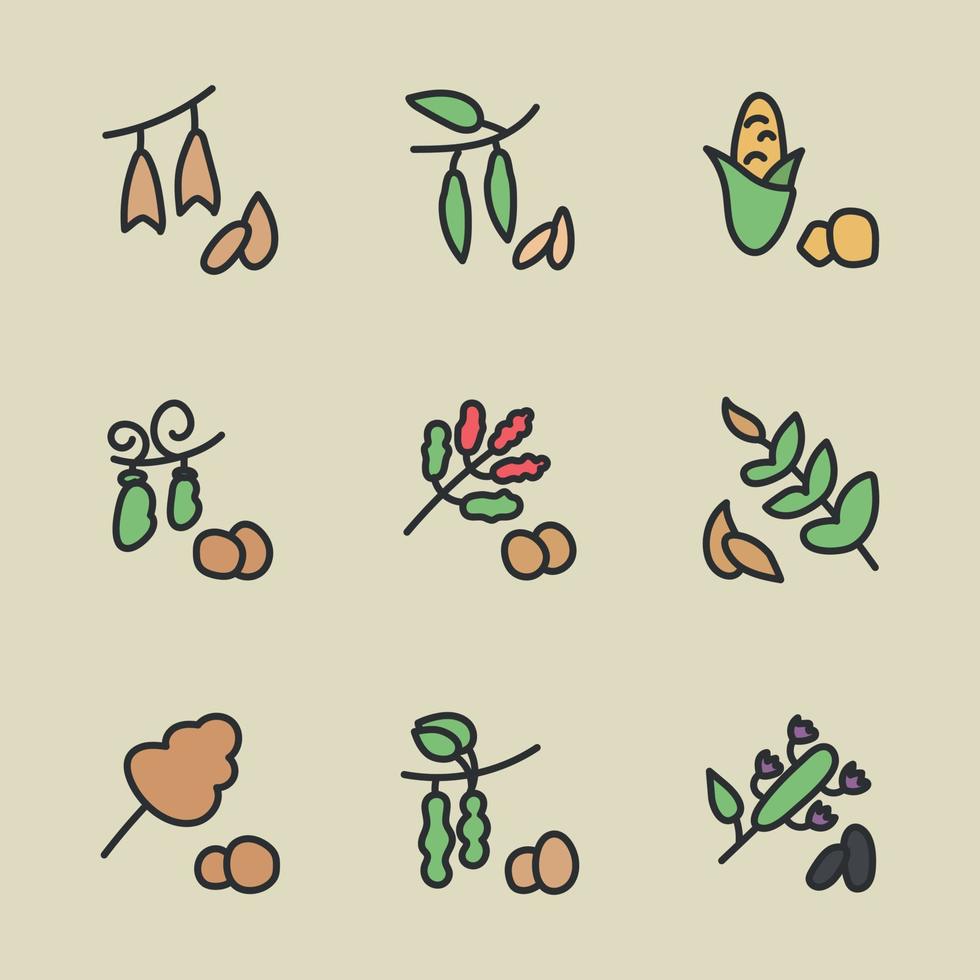 iconos de grano delineados vector