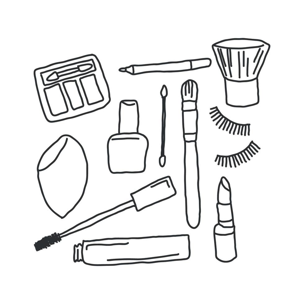 MakeUp Doodled Drawings vector