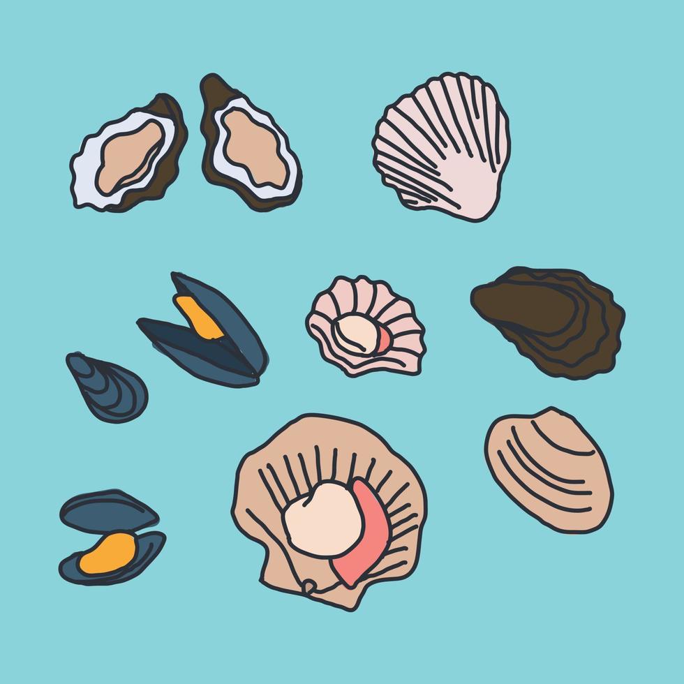 Doodled Scallops Collection vector