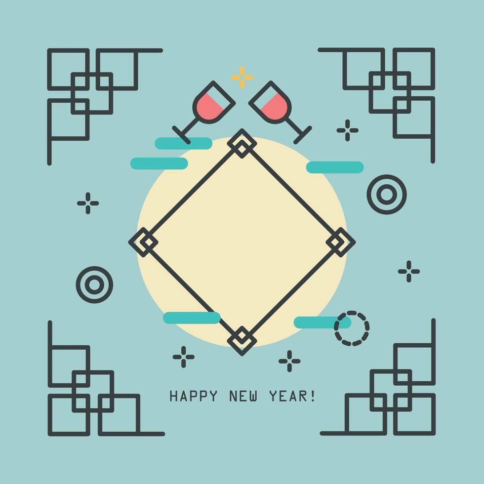 Happy New Year Outlined Background vector