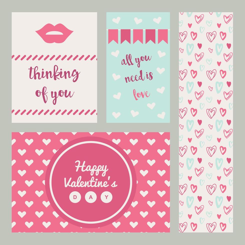 conjunto de tarjetas de san valentin vector