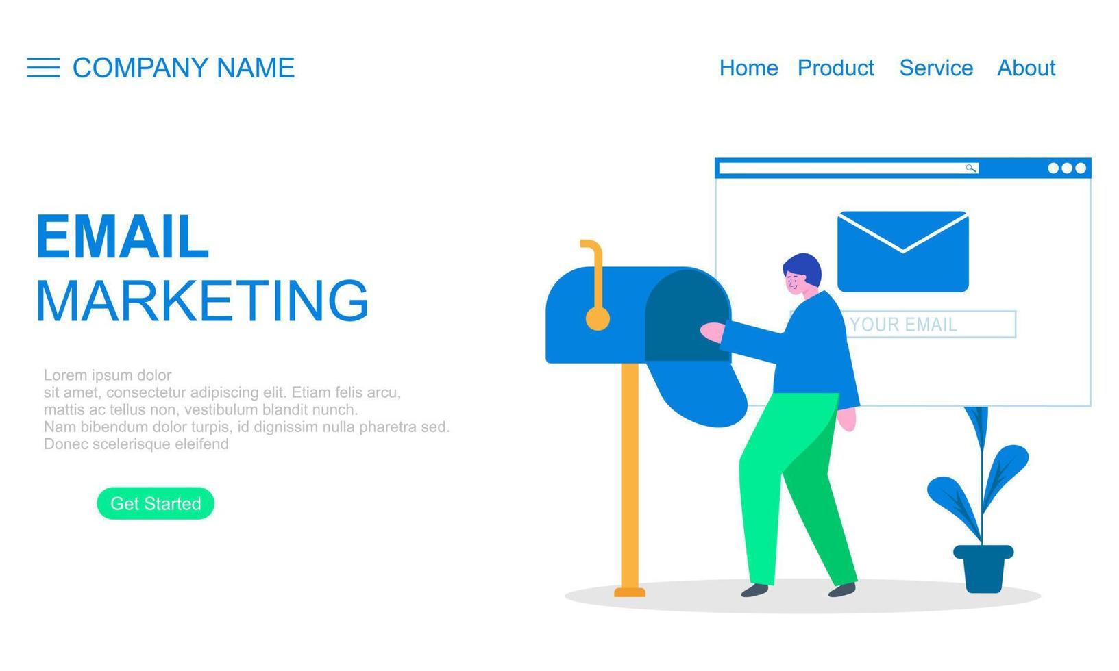 Email marketing concept landing page illustration vector