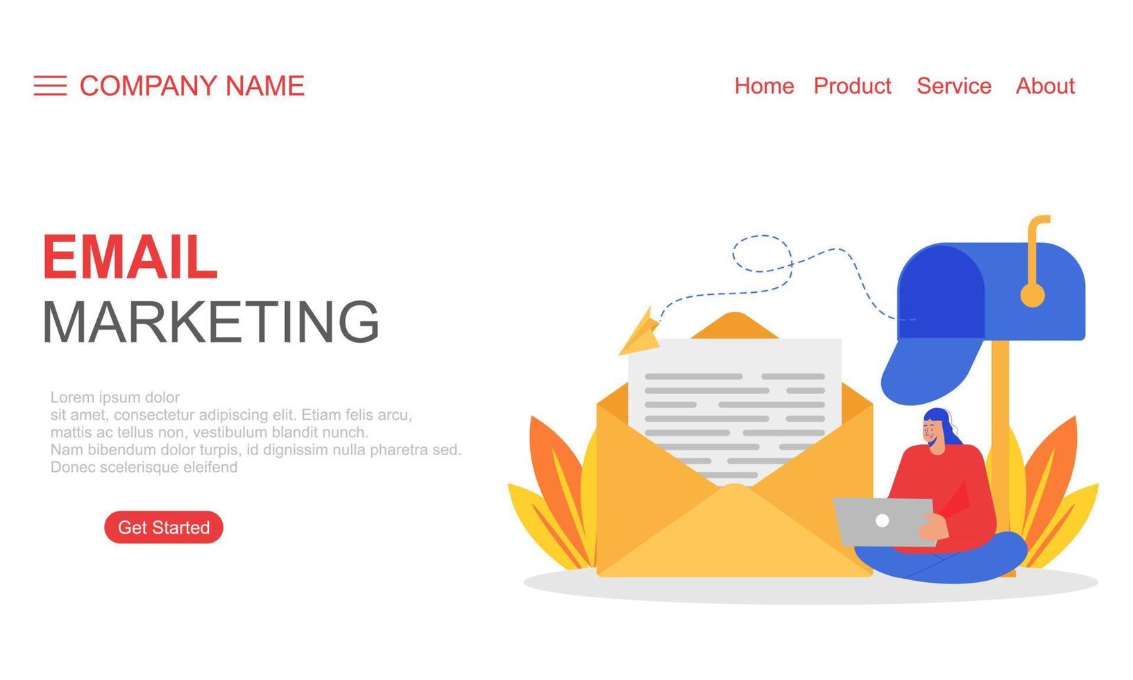 Email marketing concept landing page illustration vector