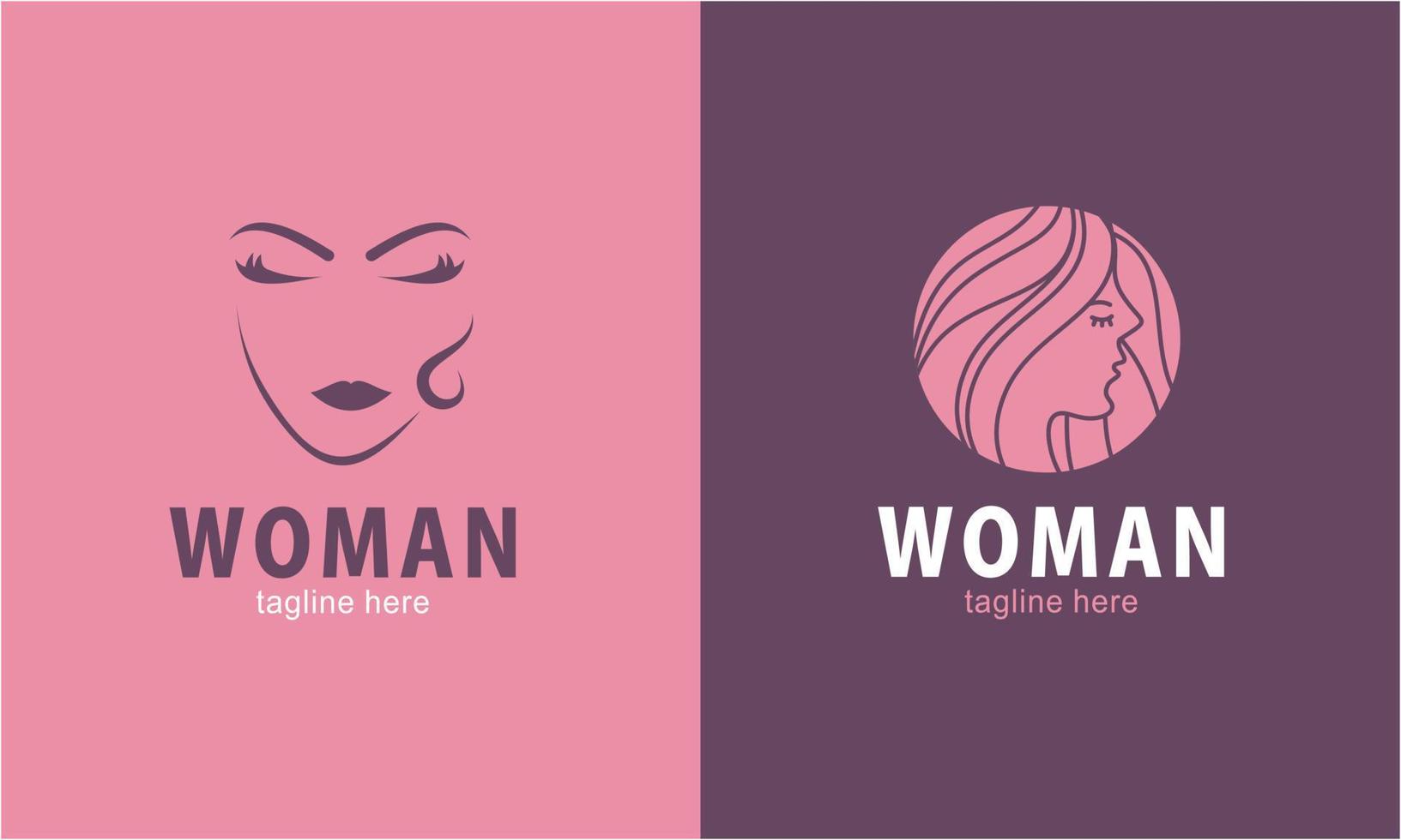 vector de colección de logotipo de cara y belleza de mujer