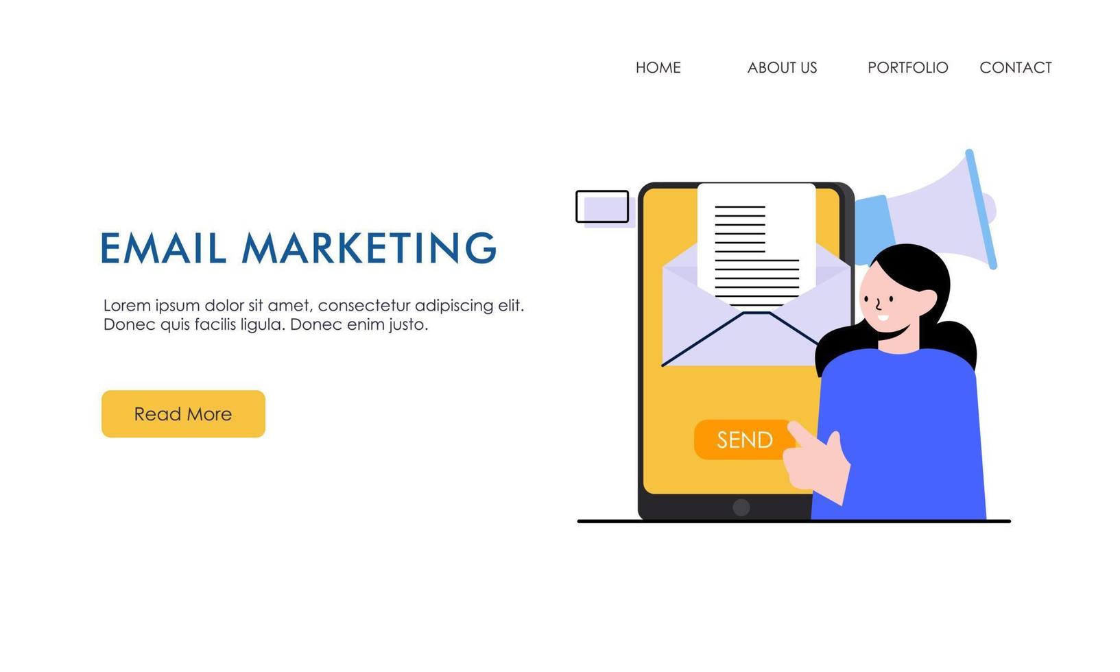 Email marketing concept landing page illustration vector