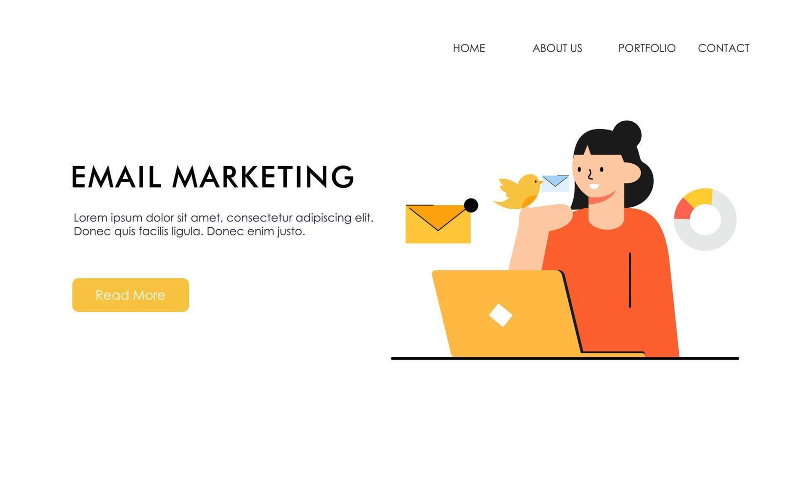 Email marketing concept landing page illustration vector