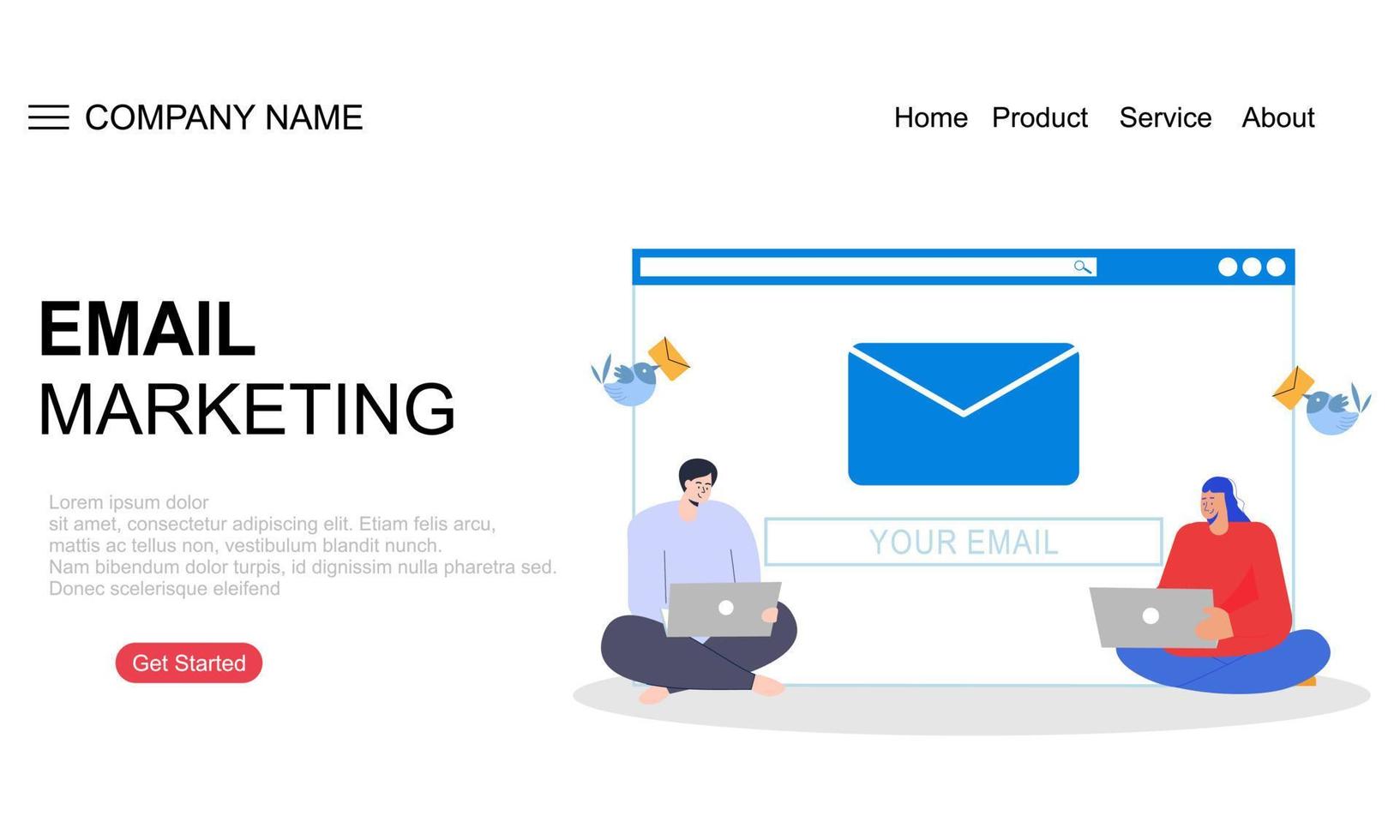 Email marketing concept landing page illustration vector