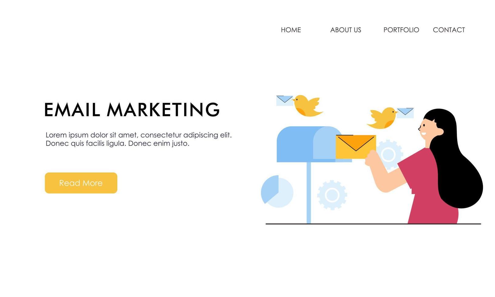 Email marketing concept landing page illustration vector