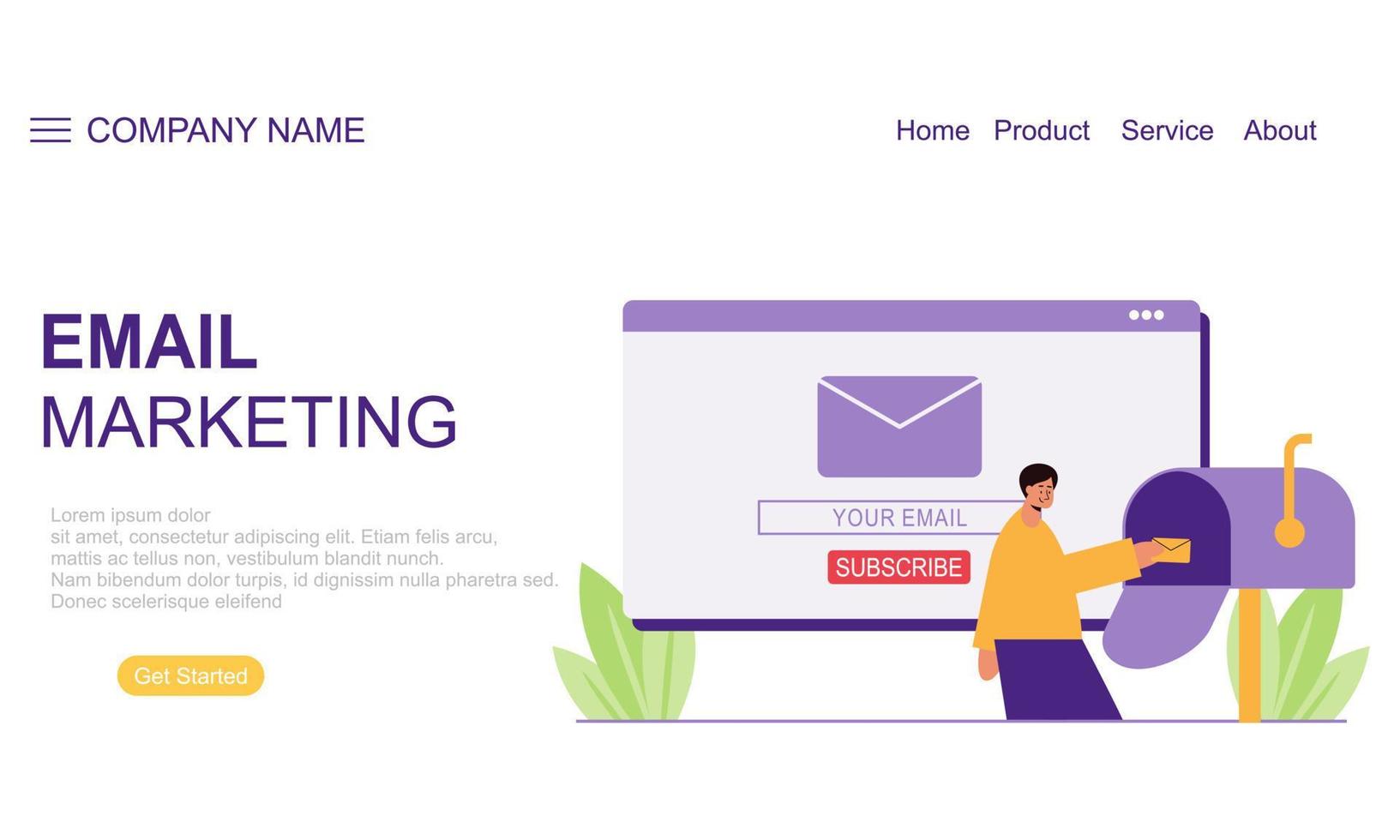 Email marketing concept landing page illustration vector