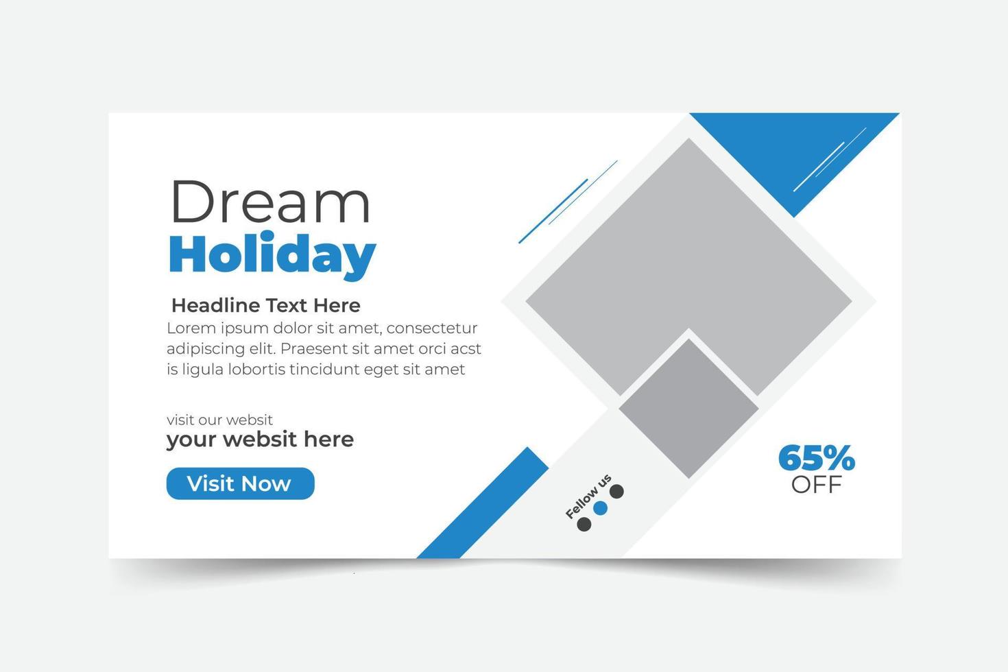 Traveling banner template with holiday horizontal banner vector