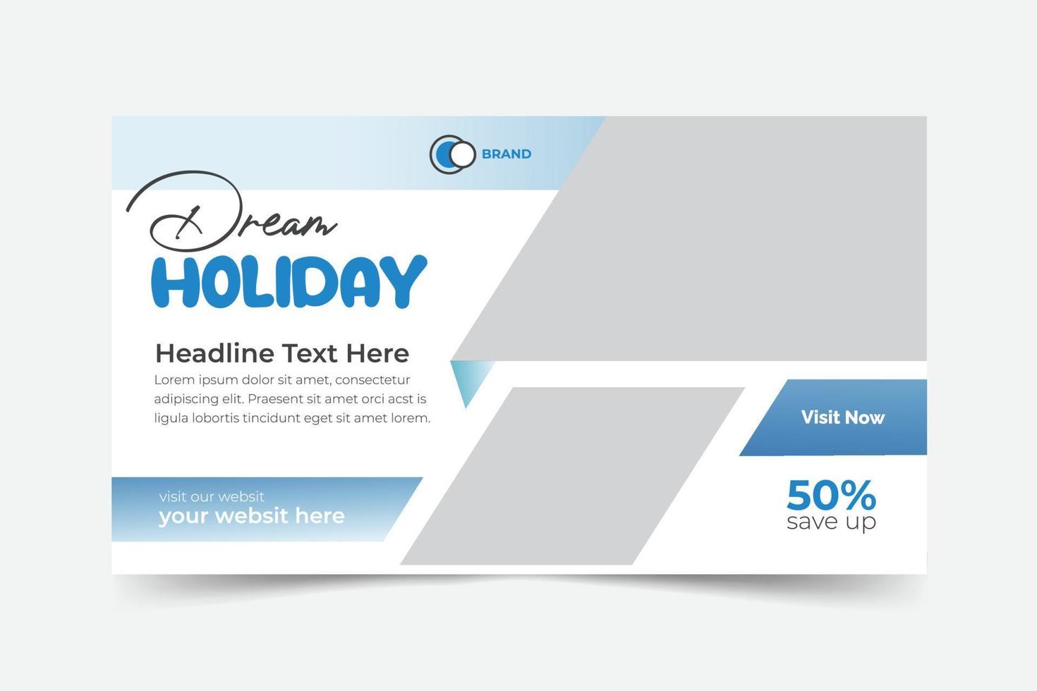 Traveling banner template with holiday horizontal banner vector