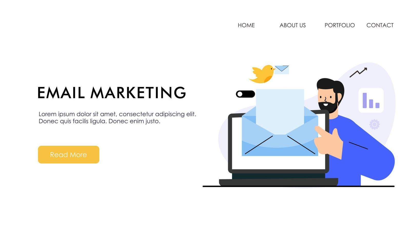 Email marketing concept landing page illustration vector