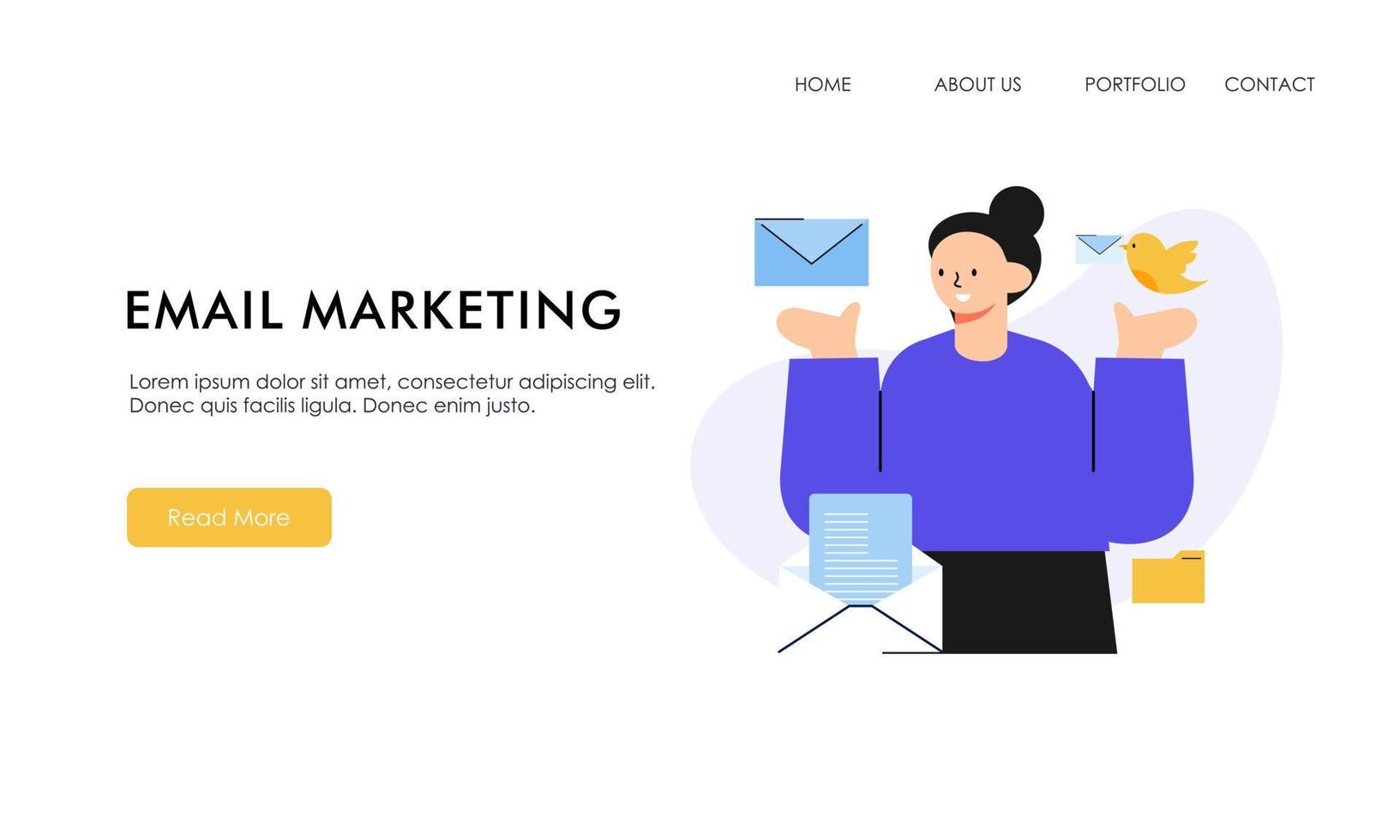 Email marketing concept landing page illustration vector