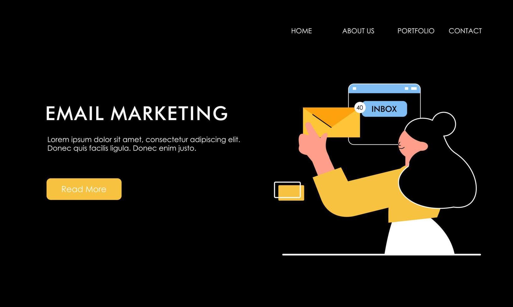 Email marketing concept landing page illustration vector