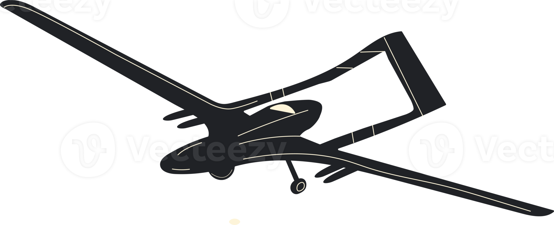 Unmanned aerial vehicle Bayraktar TB2 SIHA silhouette vector .  drawing of unmanned combat aerial vehicle. Side view. Image for illustration and infographics. png