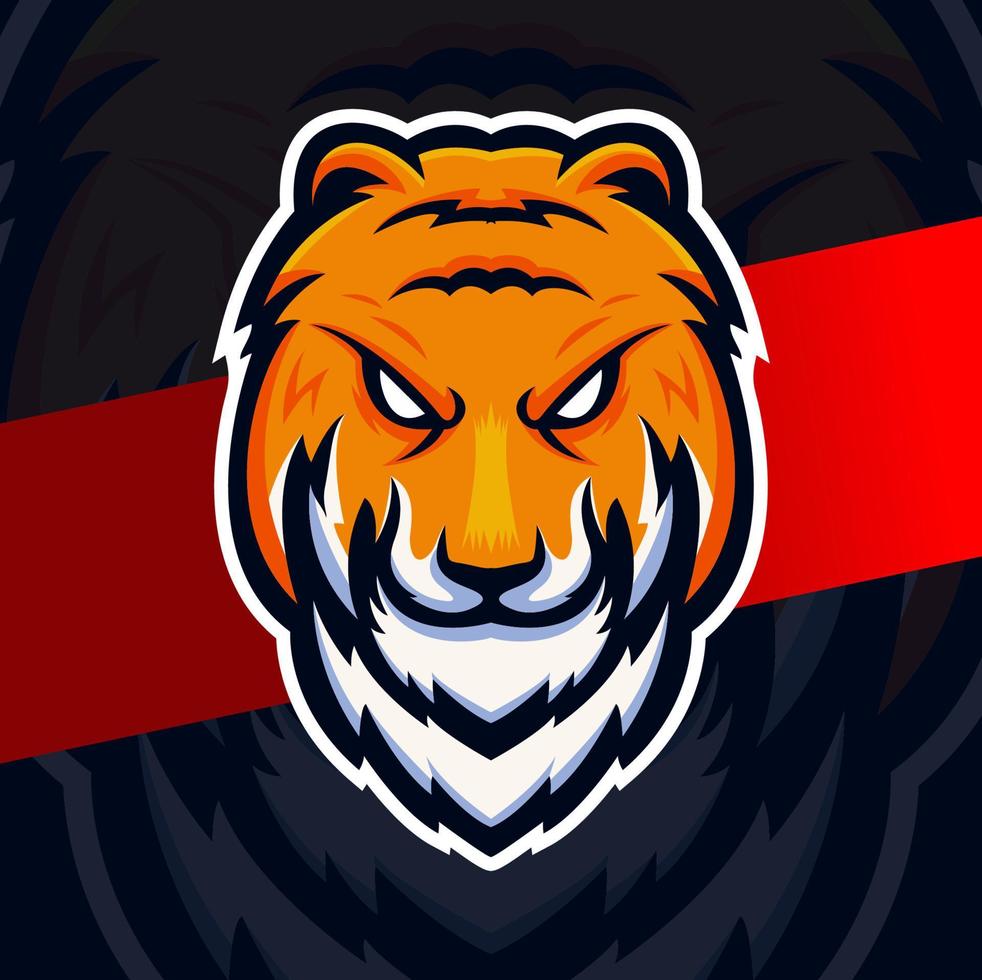 tiger head mascot logo esport design character for illustration, tattoo sport and gaming logo vector