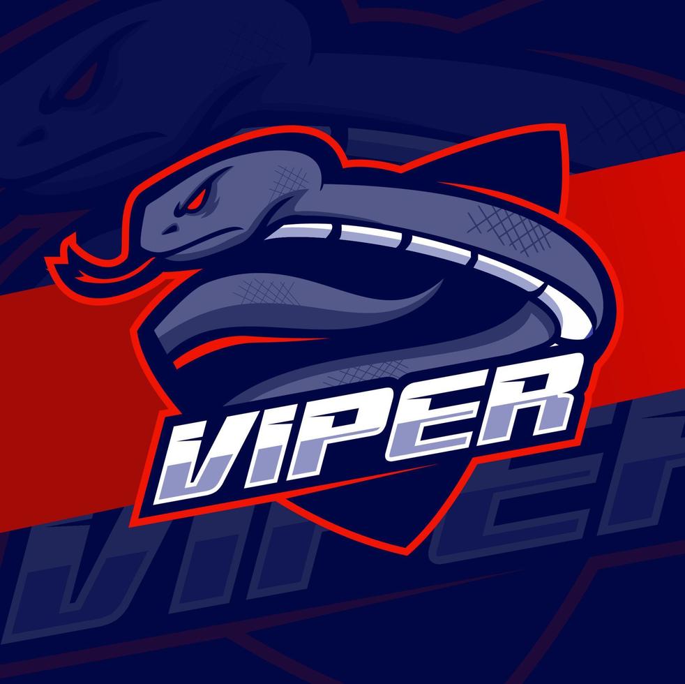aggressive viper snake mascot illustration for logo sport and game esport vector