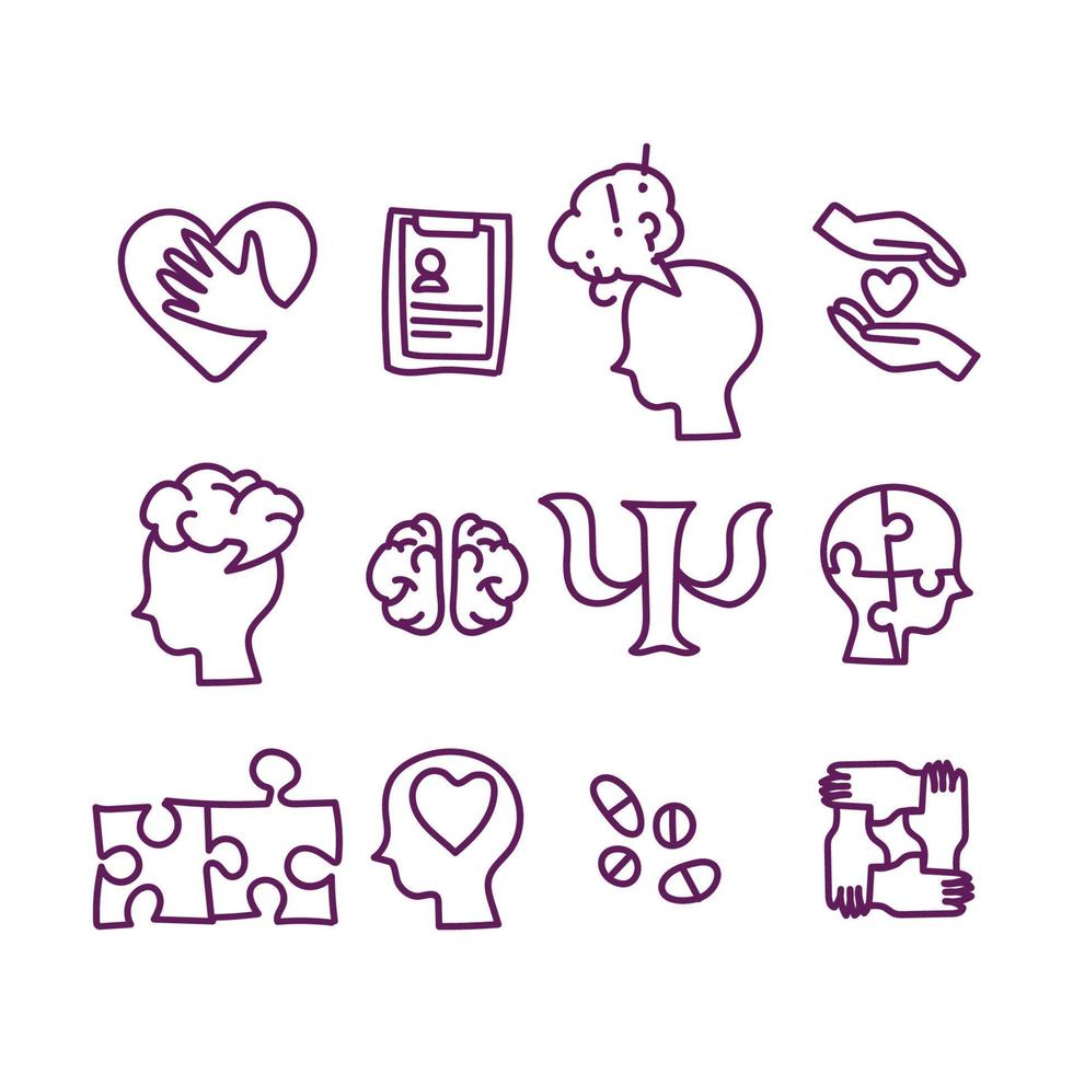 Purple Psychology Icons vector