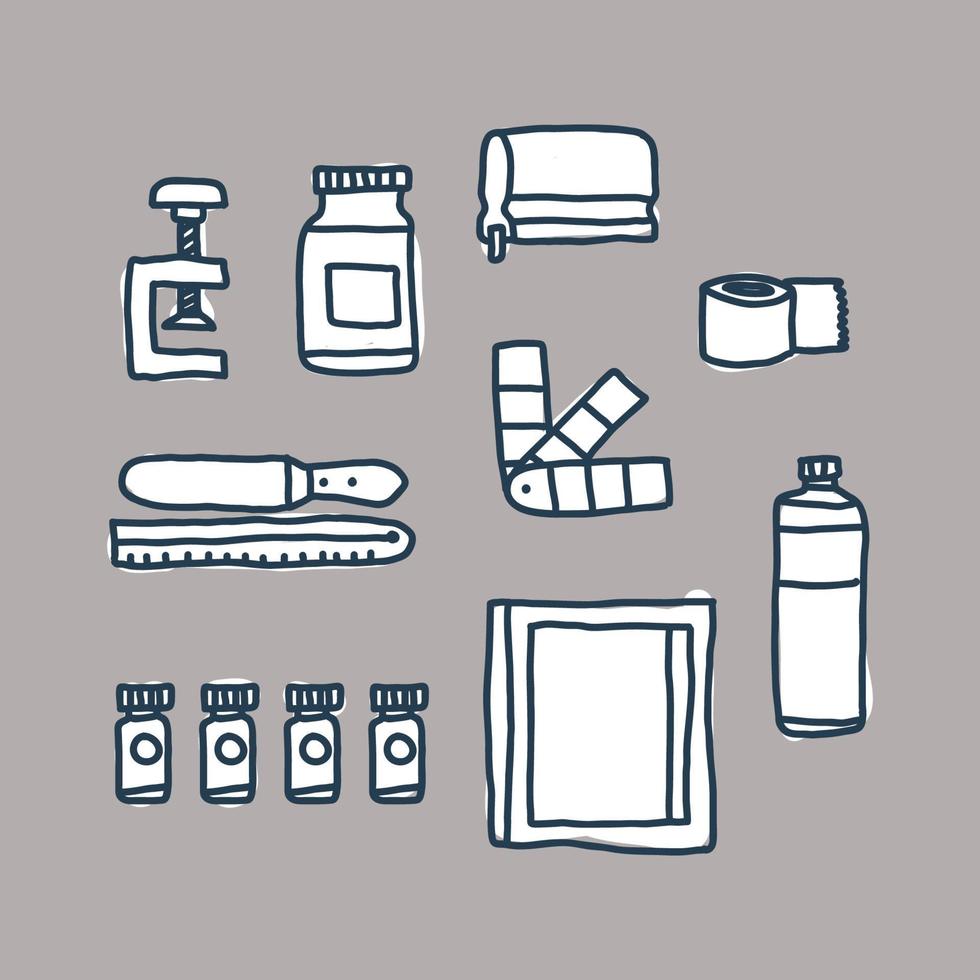 Hand Screen Printing Doodles vector