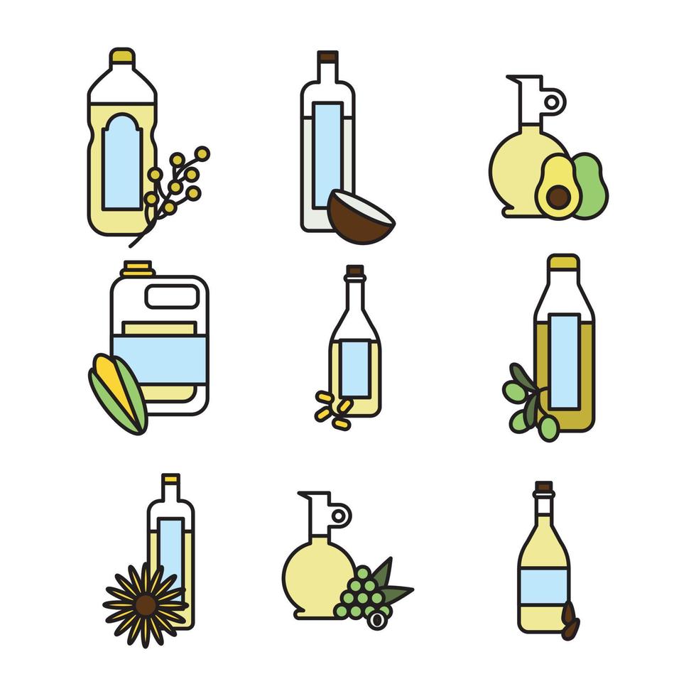 colección de botellas de aceite vector