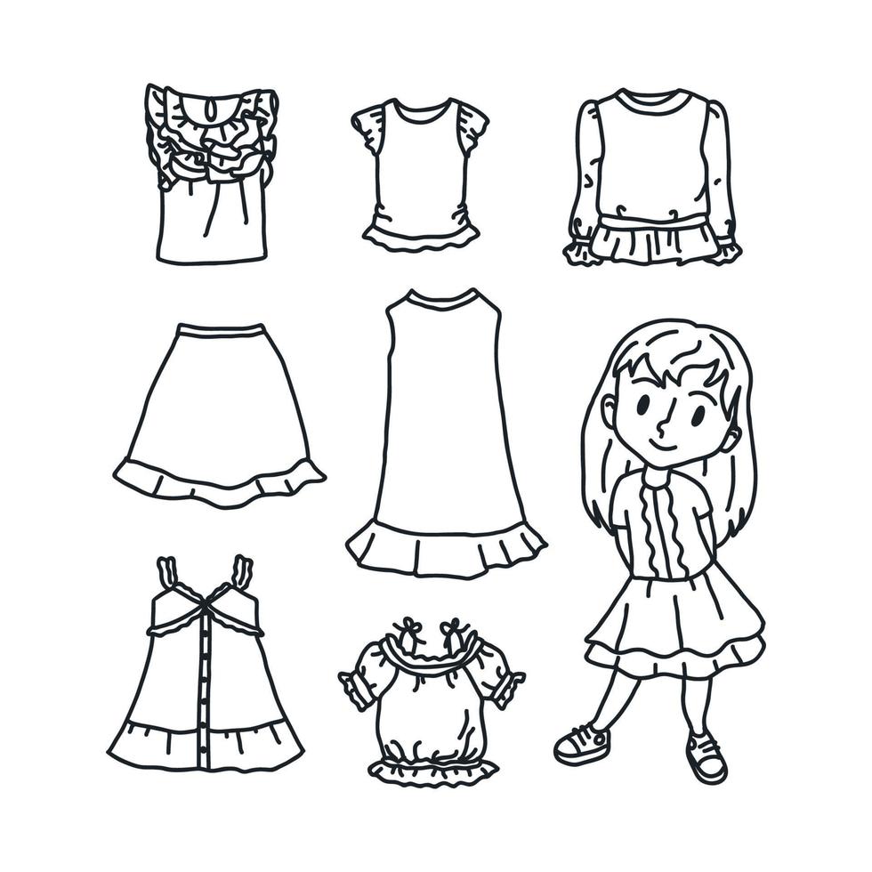 Clothes with Frills for a Girl vector