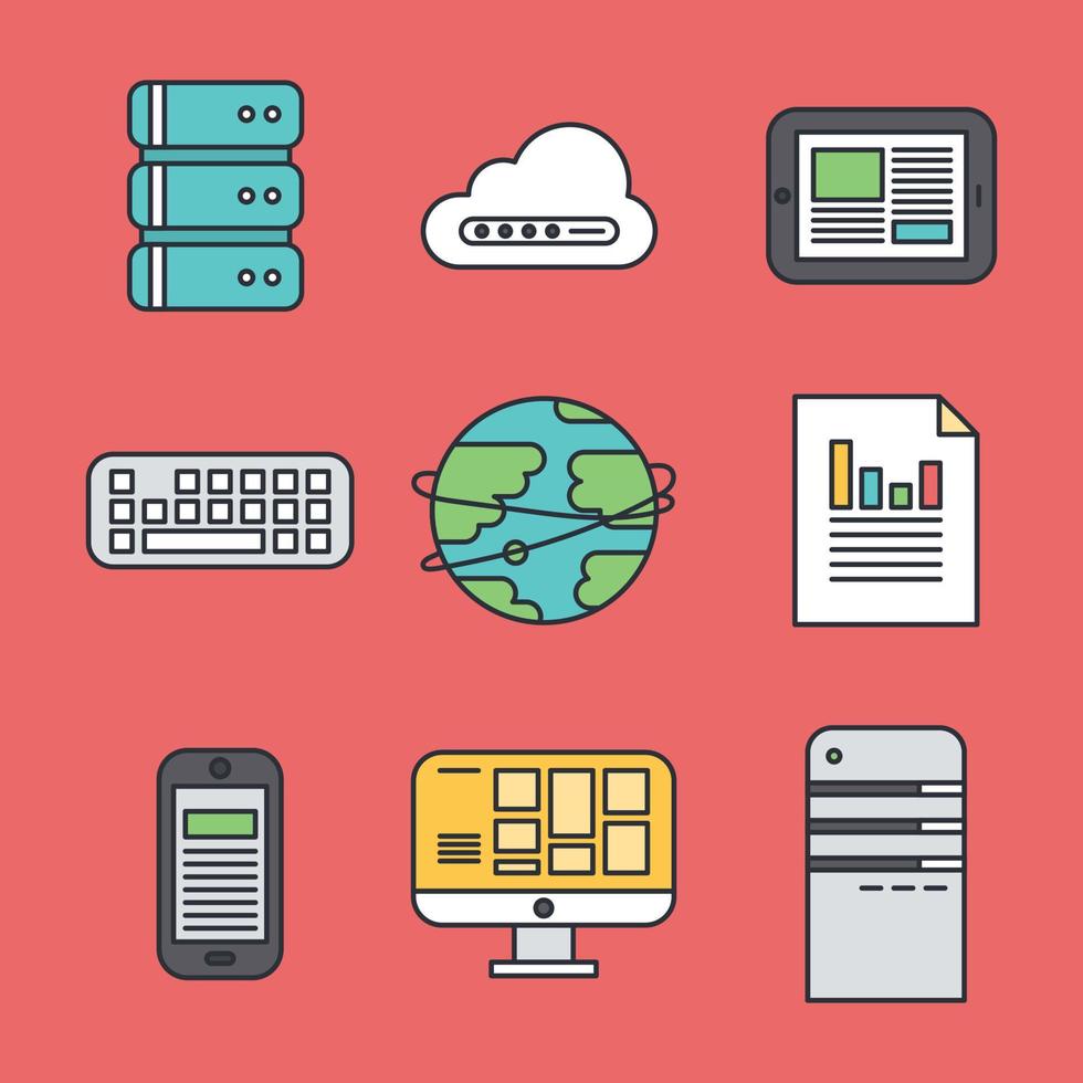 Colorful Computing Icons vector