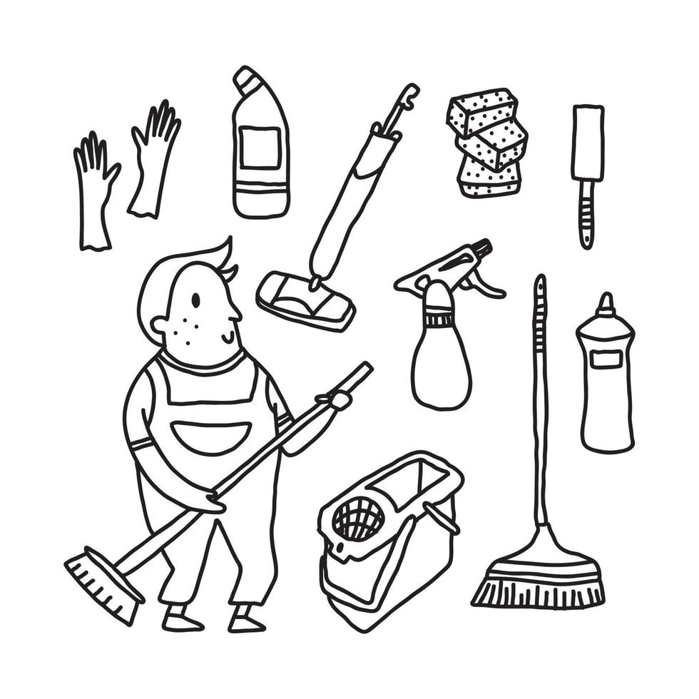 Caretaker and Tools Drawings vector