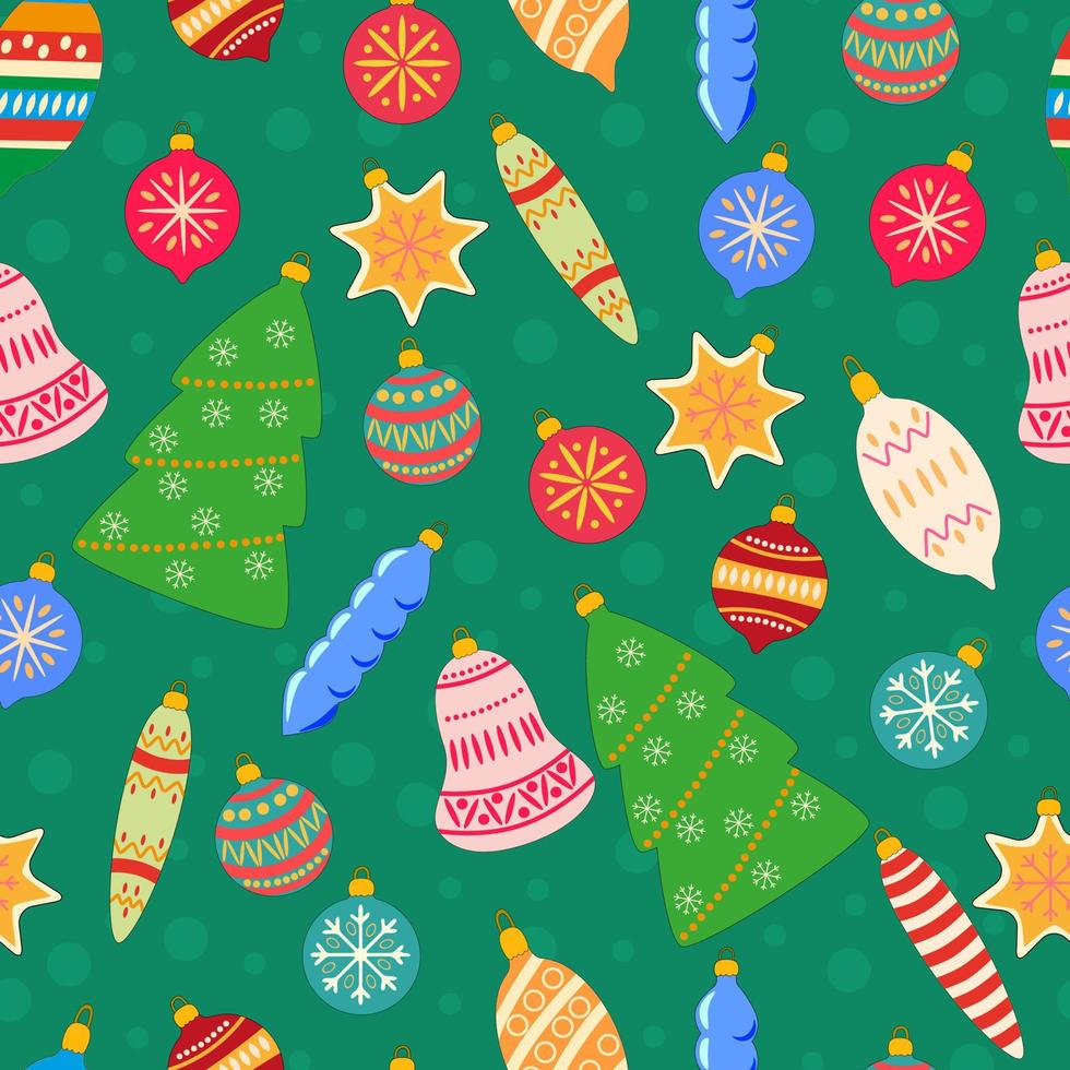 Christmas seamless pattern with Christmas tree toys.Can be used as wrapping paper or to decorate Christmas gifts. vector