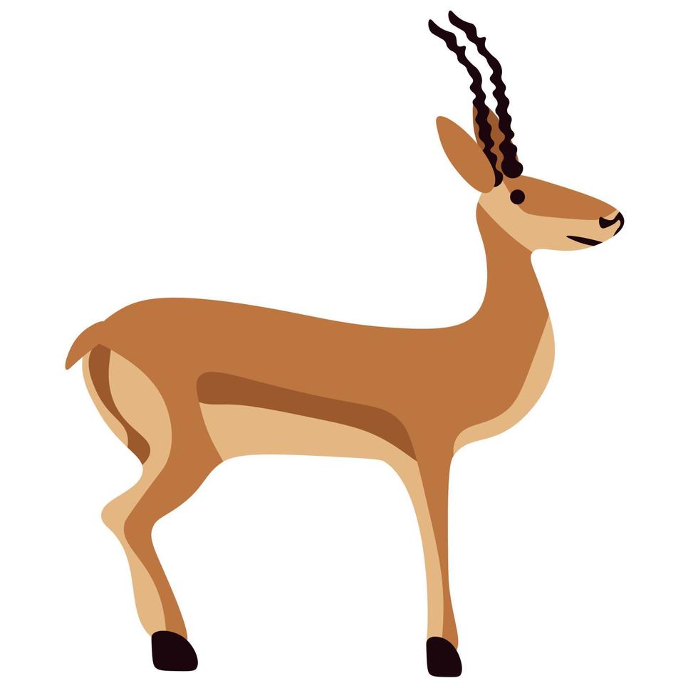 Flat style antelope, fast hoofed animal vector illustration