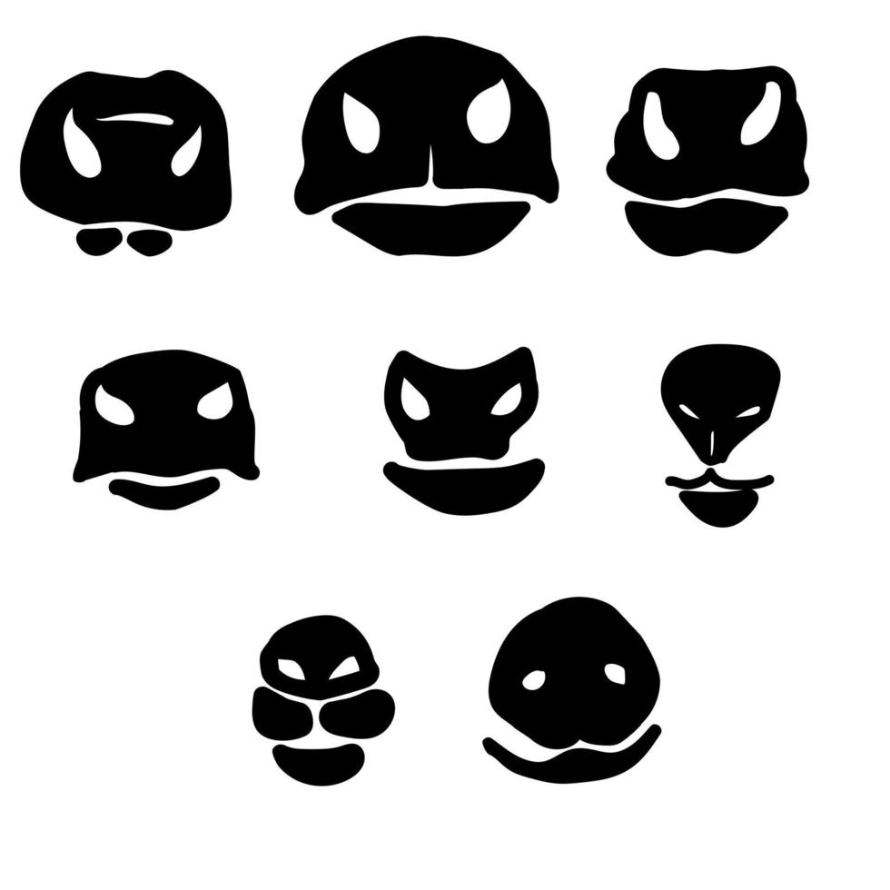 Set of silhouettes of livestock noses, parts of muzzle of domestic ungulates vector