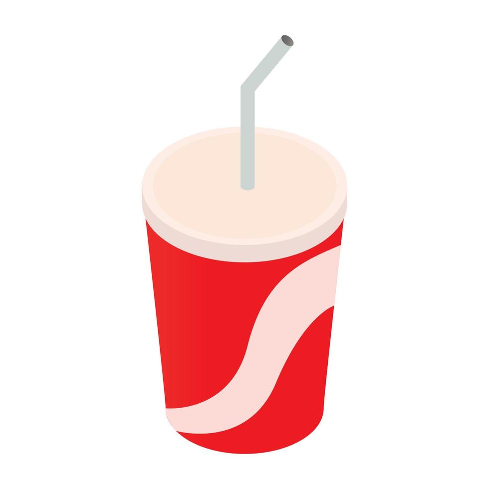 Soda cup isometric 3d icon vector