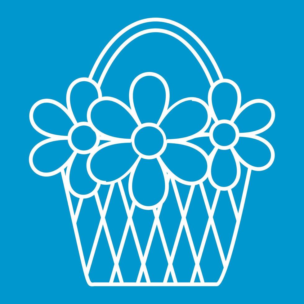 Basket with flowers thin line icon vector