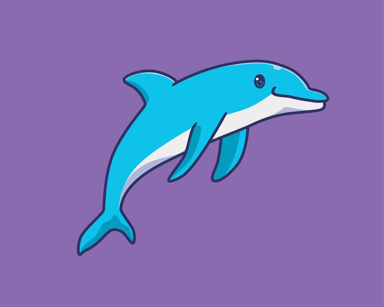 cute dolphin jumping cartoon illustration vector