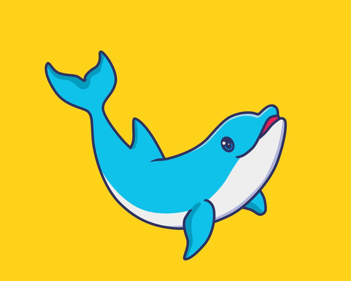 cute dolphin pose cartoon illustration vector