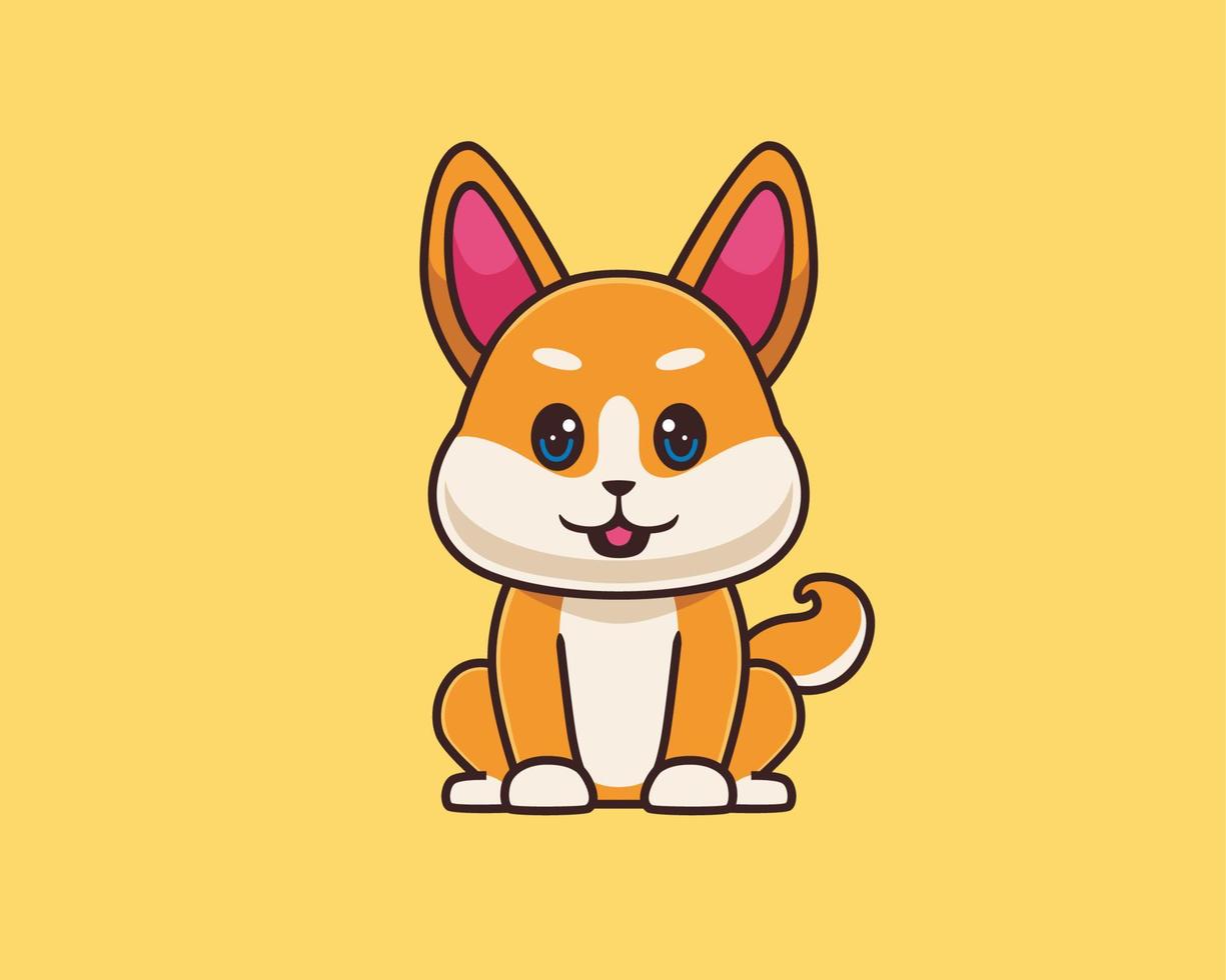 shiba inu sentado ilustración de dibujos animados vector