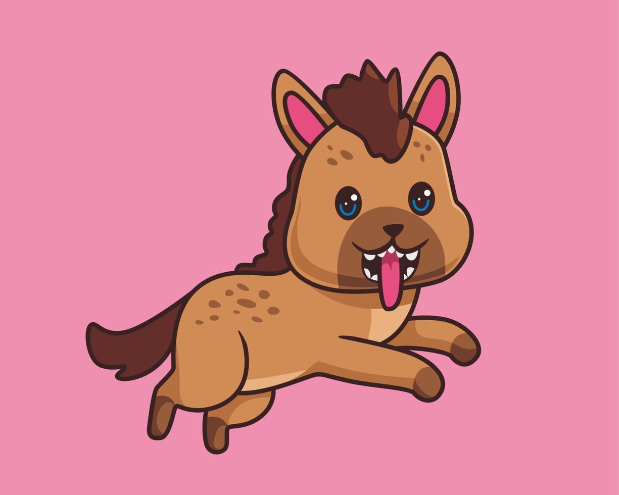 hiena corriendo ilustración de dibujos animados lindo vector