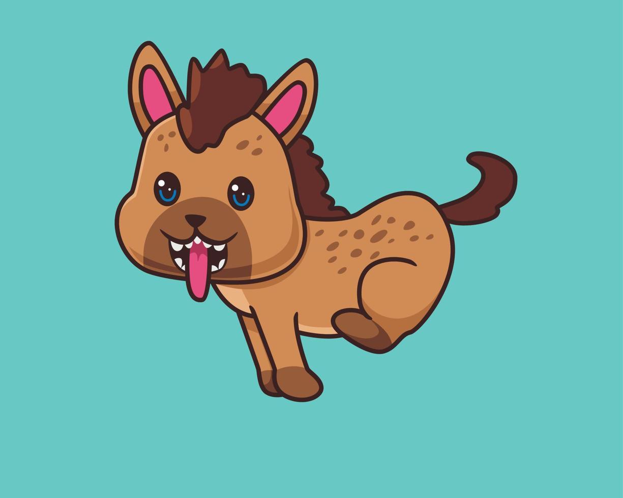 hyena running cartoon illustration cute vector