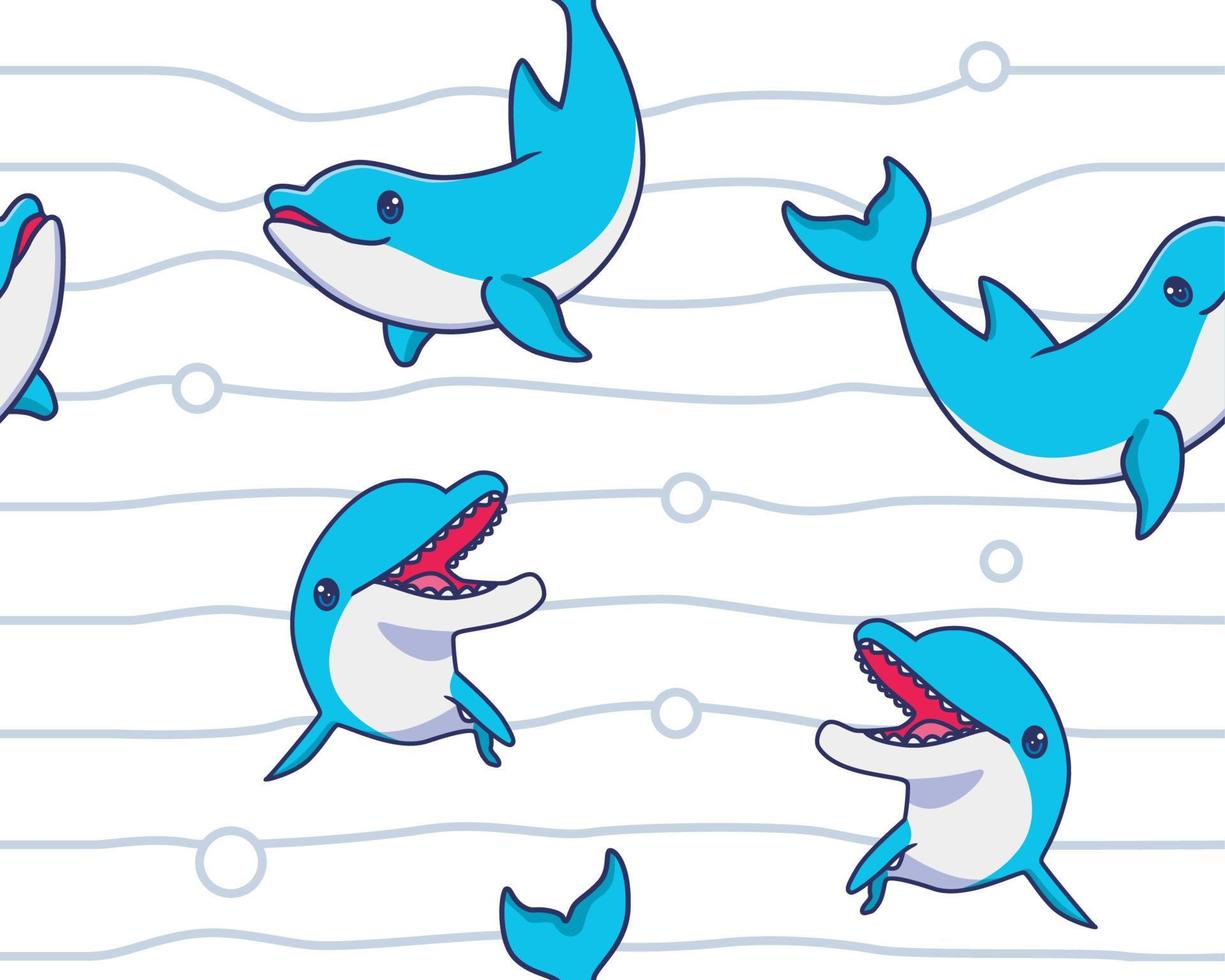 seamless pattern dolphin illustration background vector