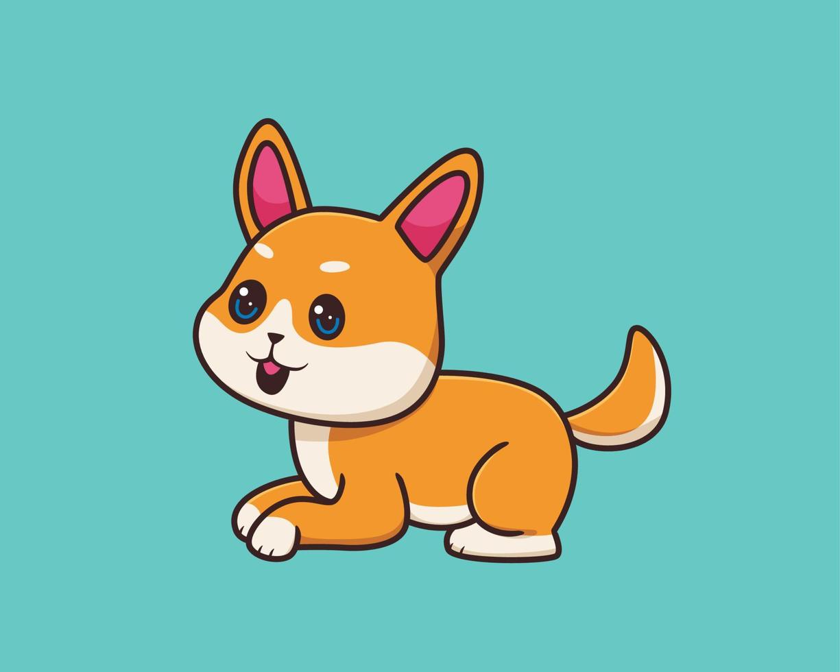 shiba inu posing cartoon illustration style vector