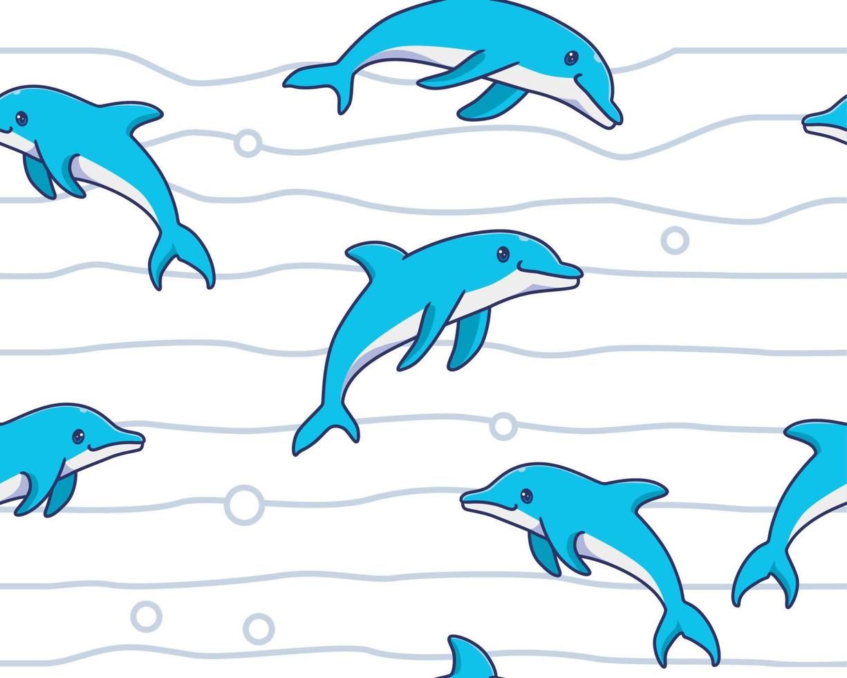 seamless pattern dolphin illustration background vector