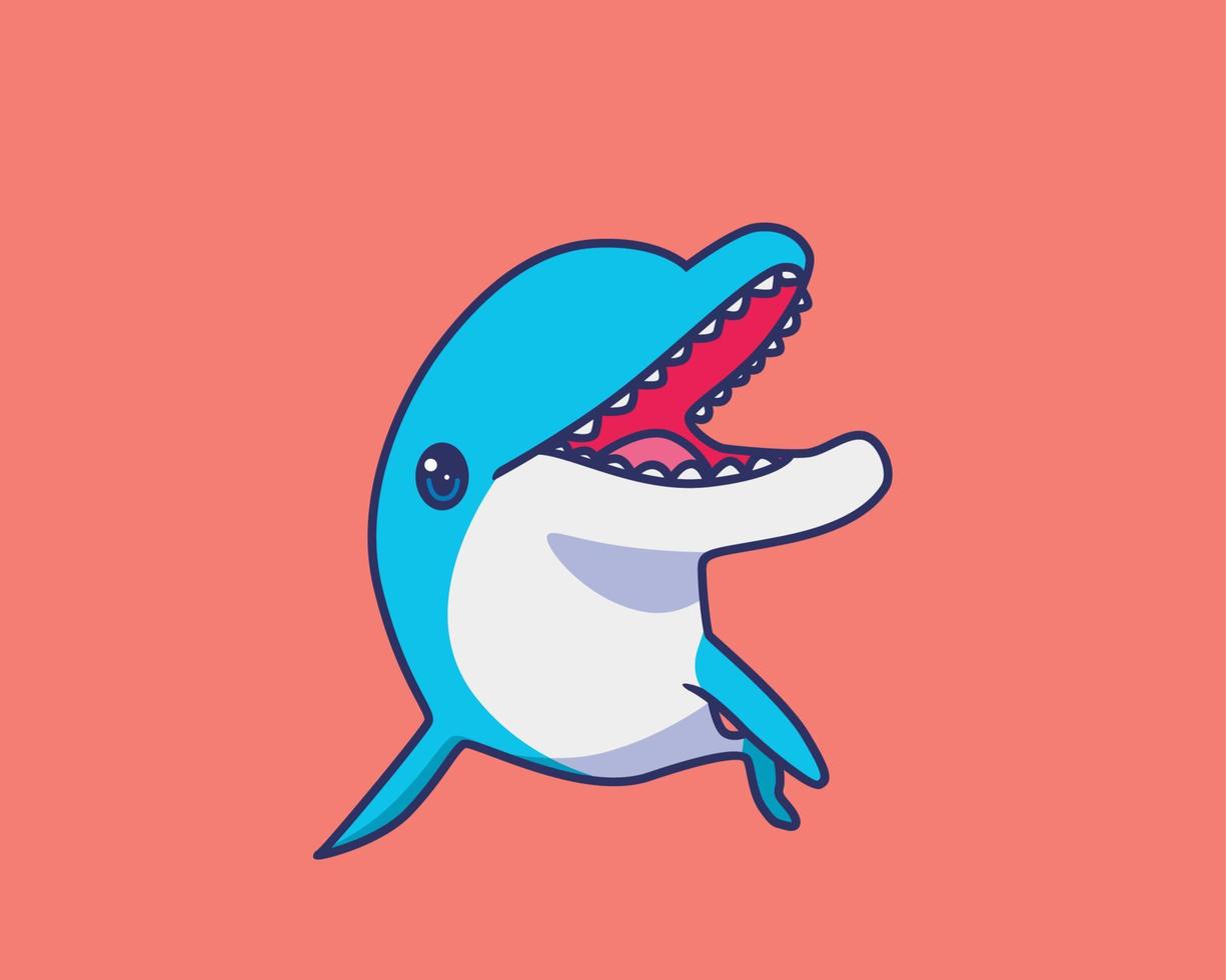 ilustración de dibujos animados feliz lindo delfín vector