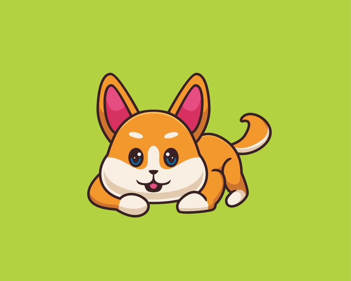 shiba inu sitting cartoon illustration style vector